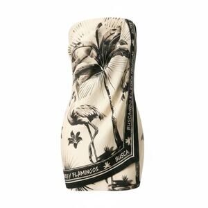 H&M Edition Beige Tropical Print Bandeau Style Strapless Mini Dress Size L - NWT
